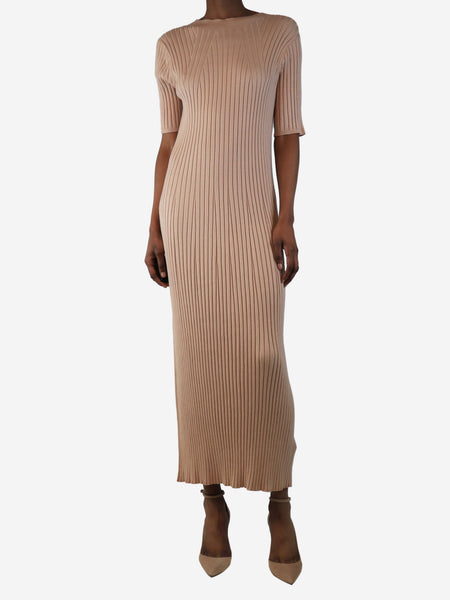 Beige ribbed knit dress - size S product image