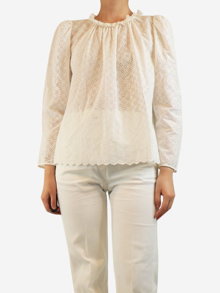 White broderie blouse - size UK 12 product image