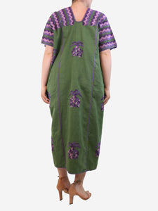Pippa Holt Purple and khaki three panel midi kaftan - One size