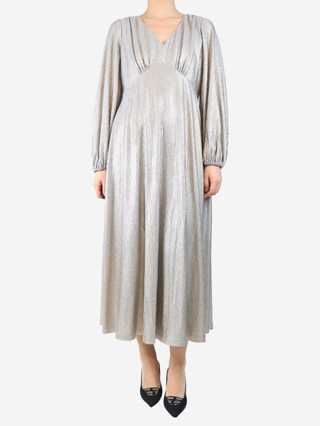 Silver crinkle metallic dress - size UK 12 product image