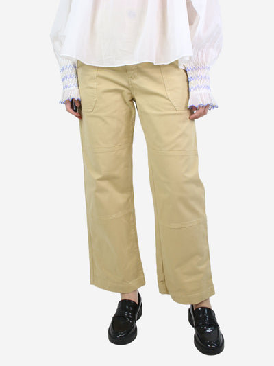 Pale yellow cotton pocket trousers - size UK 12 Trousers Frame 