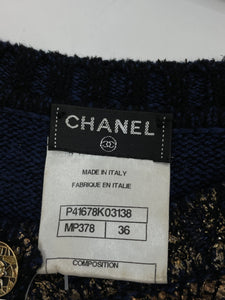 Chanel Blue metallic cashmere knit dress - size UK 8