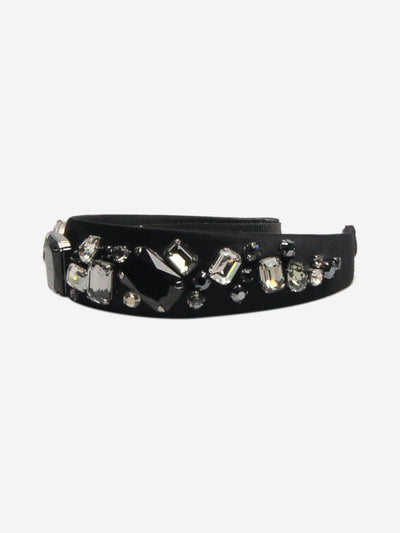 Black bejewelled headband Hats Prada 