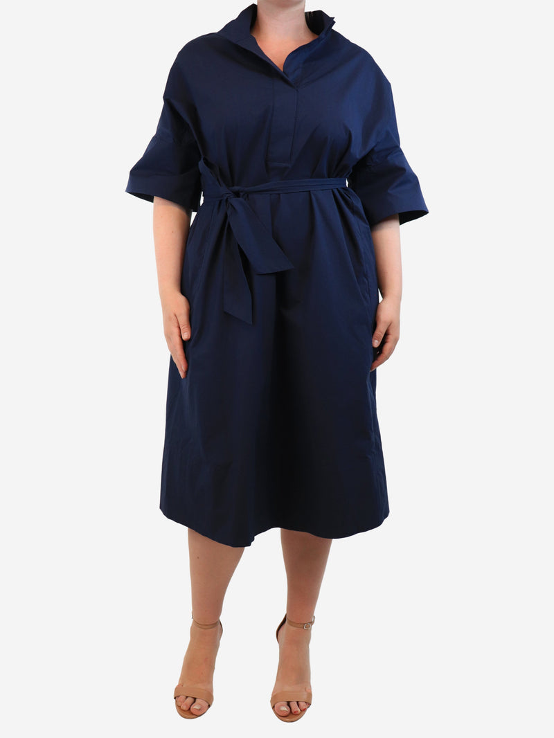 Natan Navy stretch-cotton midi dress - size UK 12 Dresses Natan 