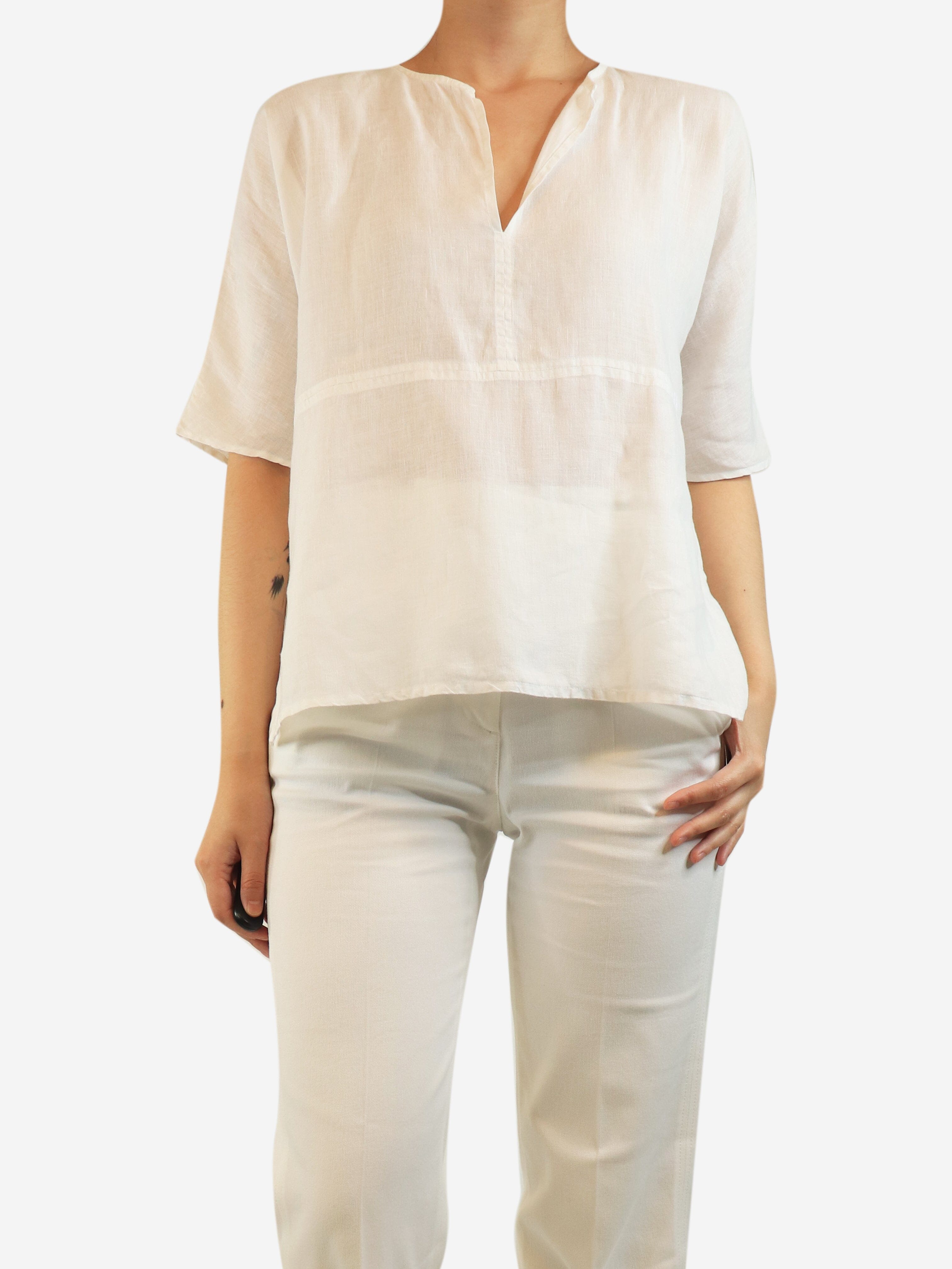 White sheer linen blouse - size UK 10 Tops James Perse 