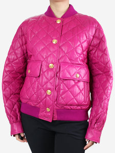 Gucci Magenta quilted leather bomber jacket - size IT 40