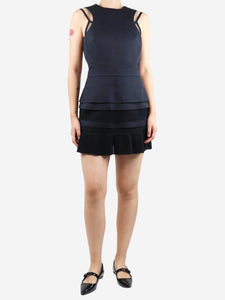 Victoria Beckham Navy blue sleeveless cotton mini dress - size UK 12