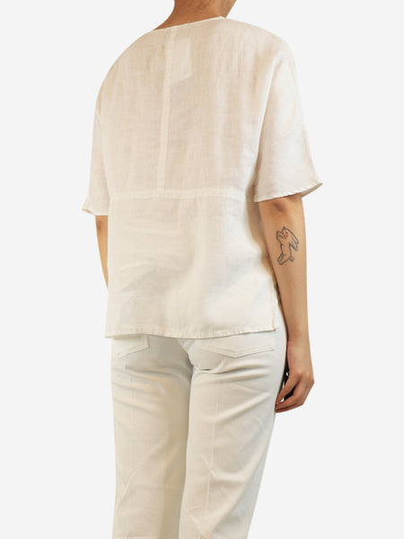 White sheer linen blouse - size UK 10 alternate image