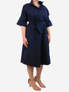 Natan Navy stretch-cotton midi dress - size UK 12 Dresses Natan 