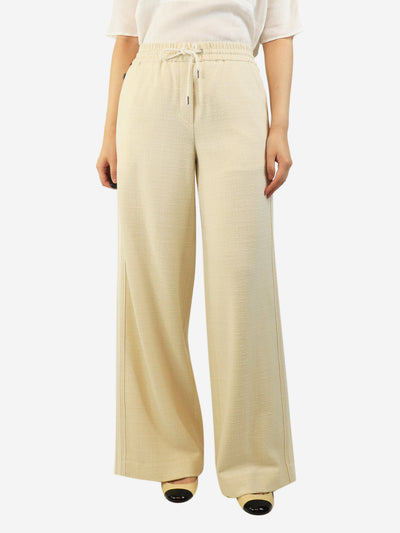 Cream tweed drawstring trousers - size UK 8 Trousers ME+EM 