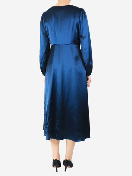 Blue satin midi dress - size UK 12 alternate image