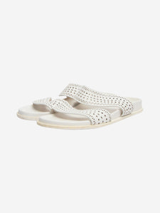 Alaia Pale grey leather cutout sandals - size EU 40