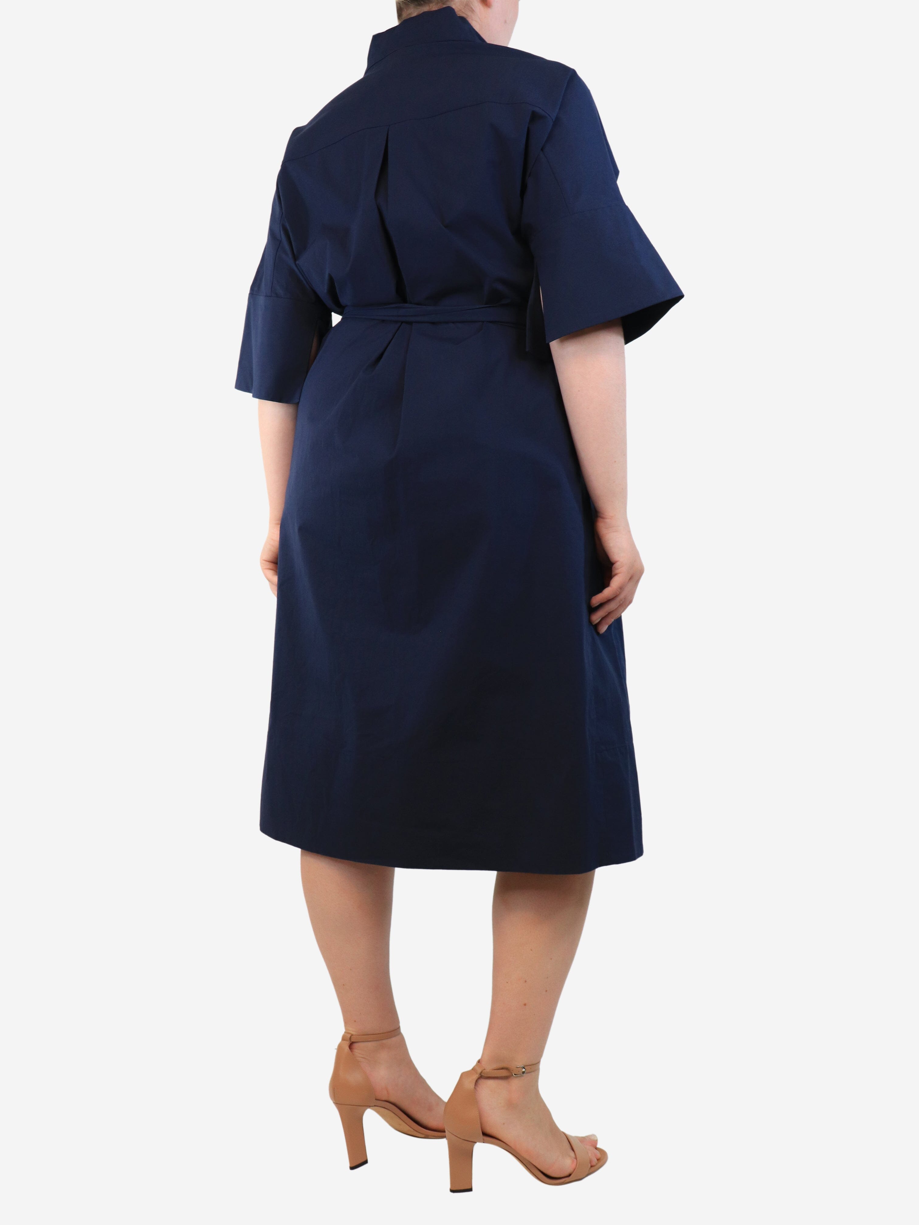 Natan Navy stretch-cotton midi dress - size UK 12 Dresses Natan 