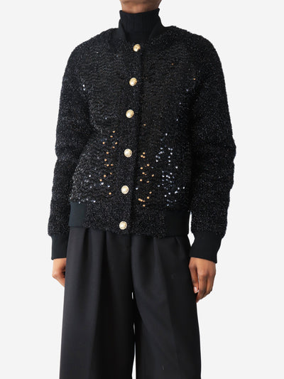Black sequin boucle jacket - size UK 8 Coats & Jackets Balmain 