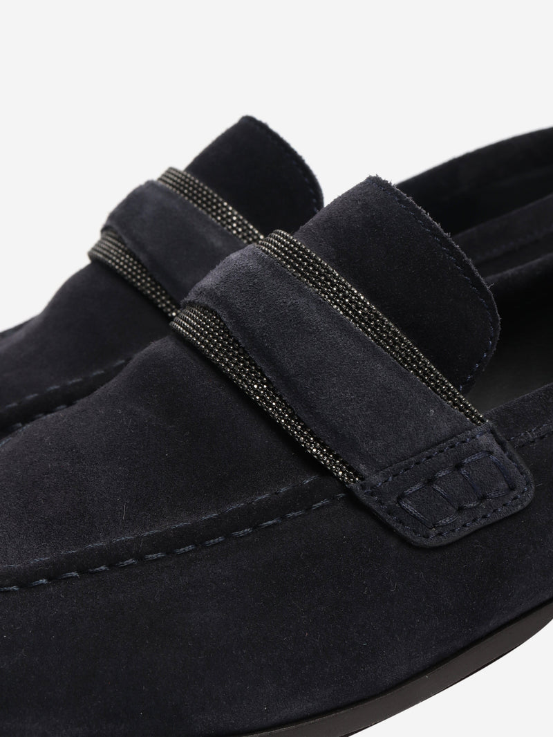 Navy monili suede loafers - size EU 36 Flat Shoes Brunello Cucinelli 