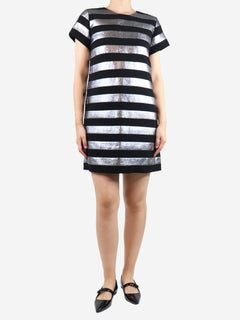 Black and silver lurex striped mini dress - size UK 8 Dresses Marc by Marc Jacobs 