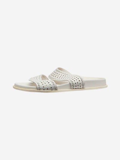 Pale grey leather cutout sandals - size EU 40 Flat Sandals Alaia 