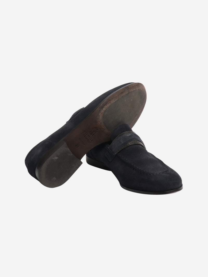 Navy monili suede loafers - size EU 36 Flat Shoes Brunello Cucinelli 