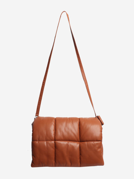 Brown Wanda faux-leather padded shoulder bag alternate image