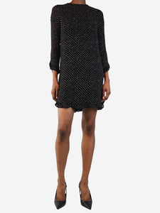 Ganni Black floral mini dress - size UK 6