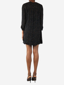 Ganni Black floral mini dress - size UK 6
