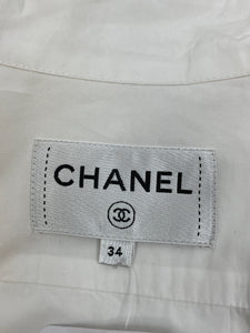 Chanel White shirred waist mini dress - size UK 6