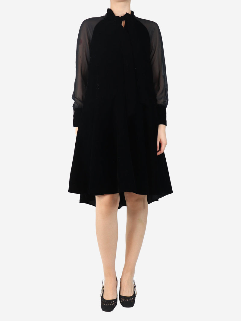 Black sheer sleeve velvet dress - size UK 8 Dresses ME+EM 