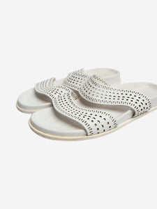 Alaia Pale grey leather cutout sandals - size EU 40