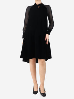 Black sheer sleeve velvet dress - size UK 8 Dresses ME+EM 