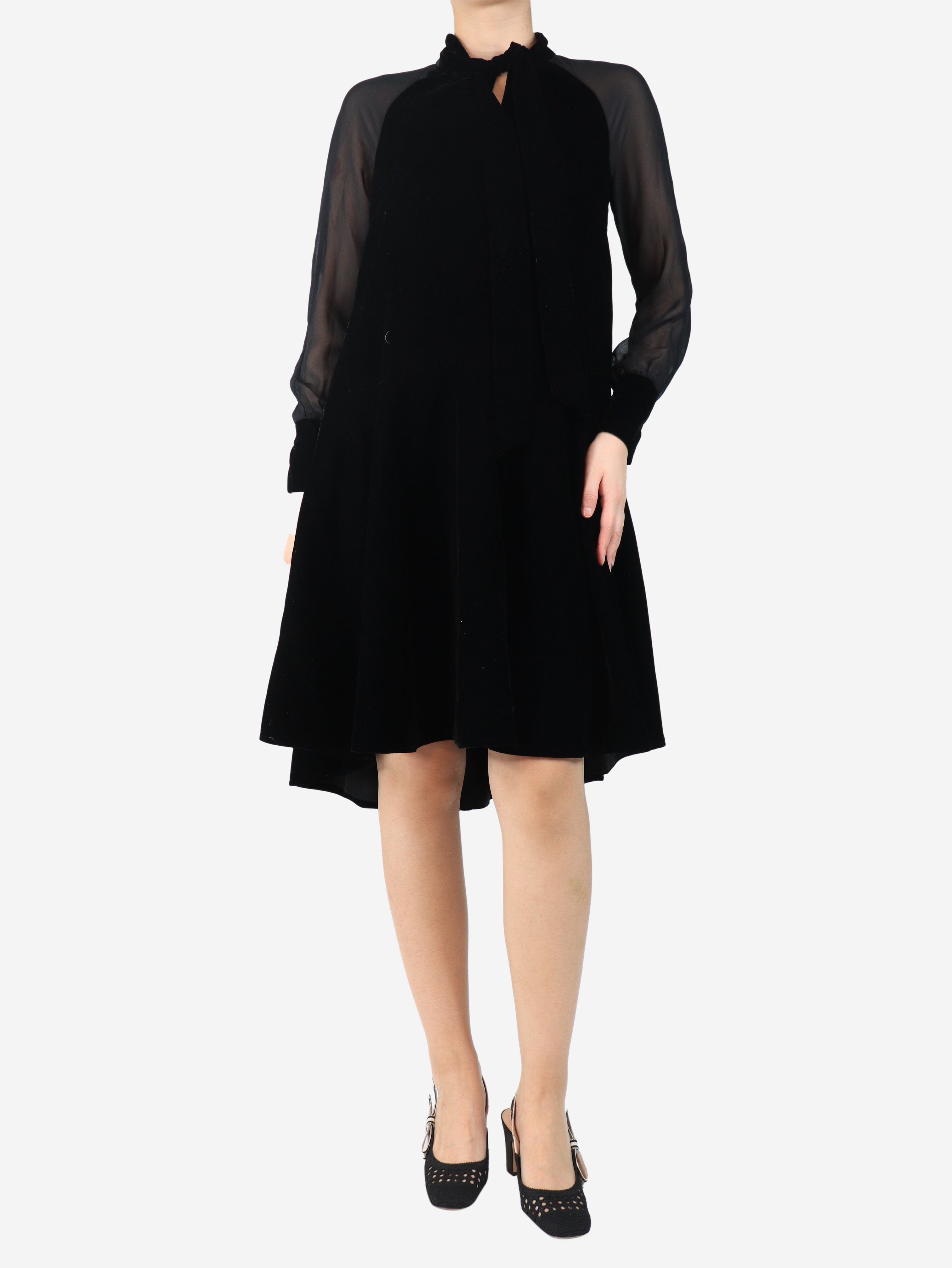 Black sheer sleeve velvet dress - size UK 8 Dresses ME+EM 