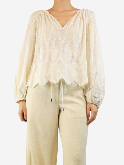 White broderie anglaise cotton blouse - size UK 12 Tops Ulla Johnson 