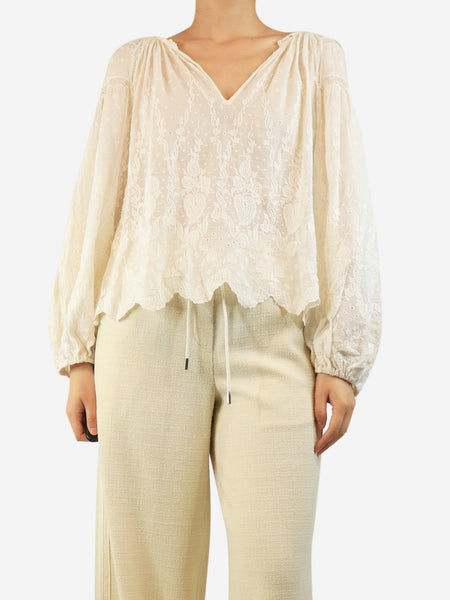 White broderie anglaise cotton blouse - size UK 12 product image