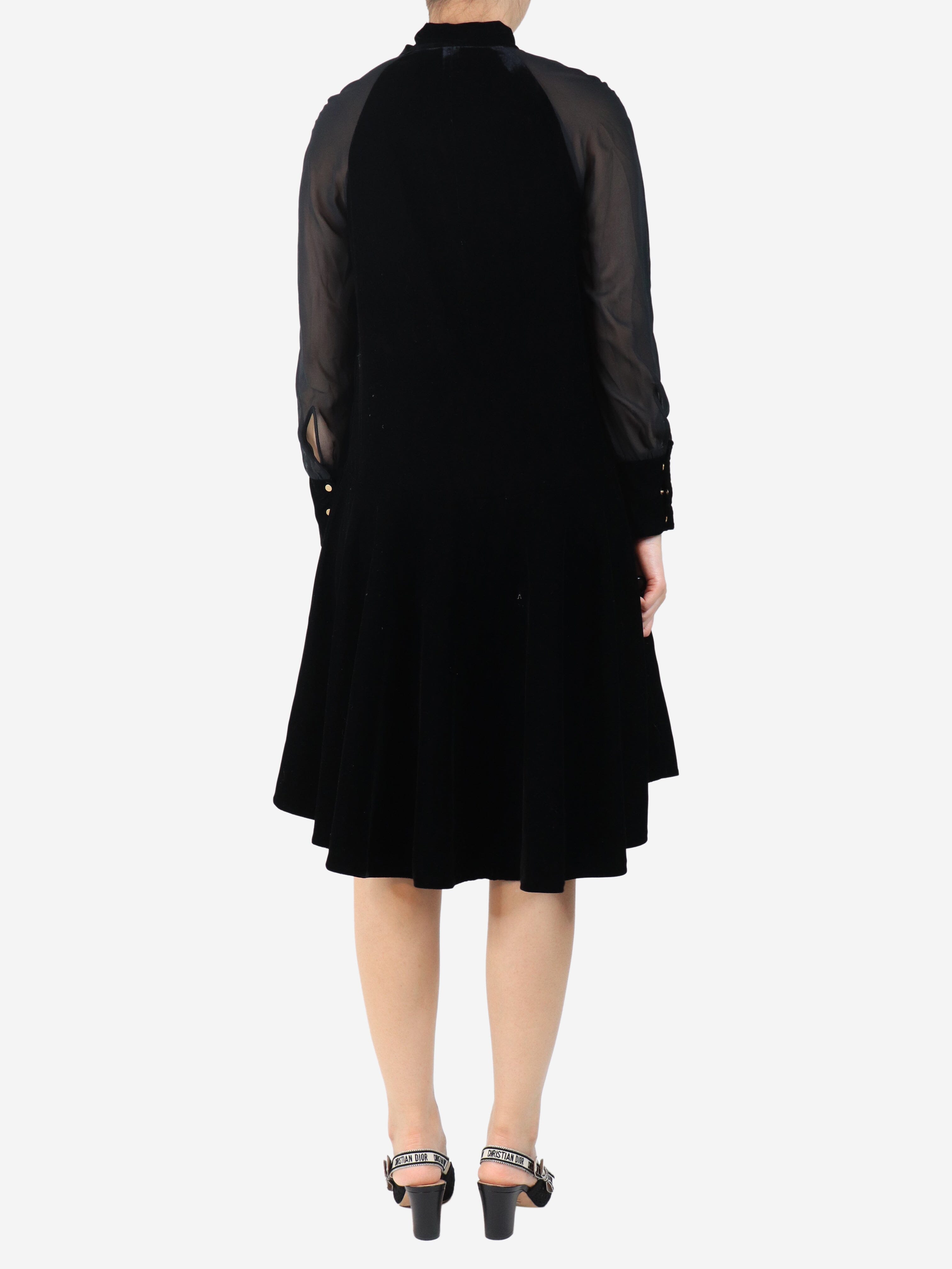 Black sheer sleeve velvet dress - size UK 8 Dresses ME+EM 