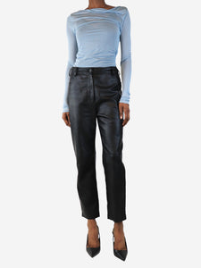 Stella McCartney Black faux leather trousers - size UK 8