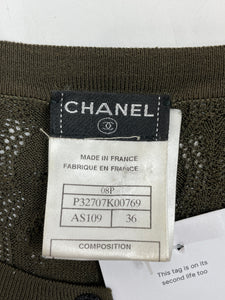 Chanel Green knit pocket dress - size UK 8