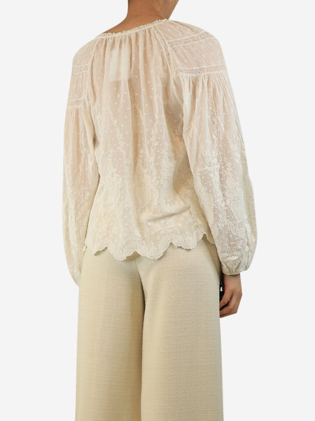 White broderie anglaise cotton blouse - size UK 12 alternate image