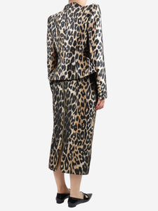 Balmain Animal Print Leopard-print peak-lapel woven blazer and skirt set - size UK 12