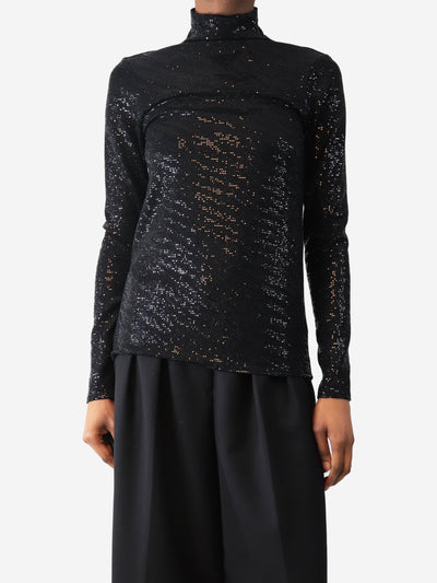 Black high-neck sequin top - size UK 6 Tops Maje 