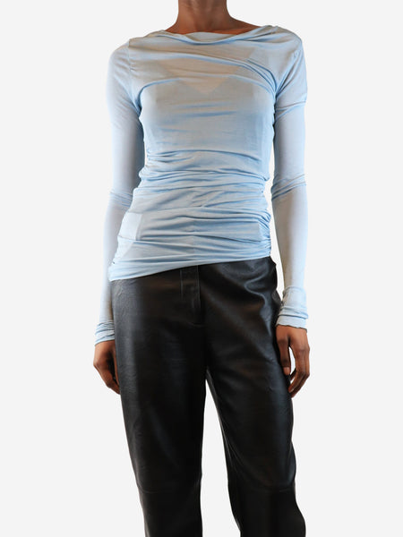 Baby blue ruched top - size UK 8 product image
