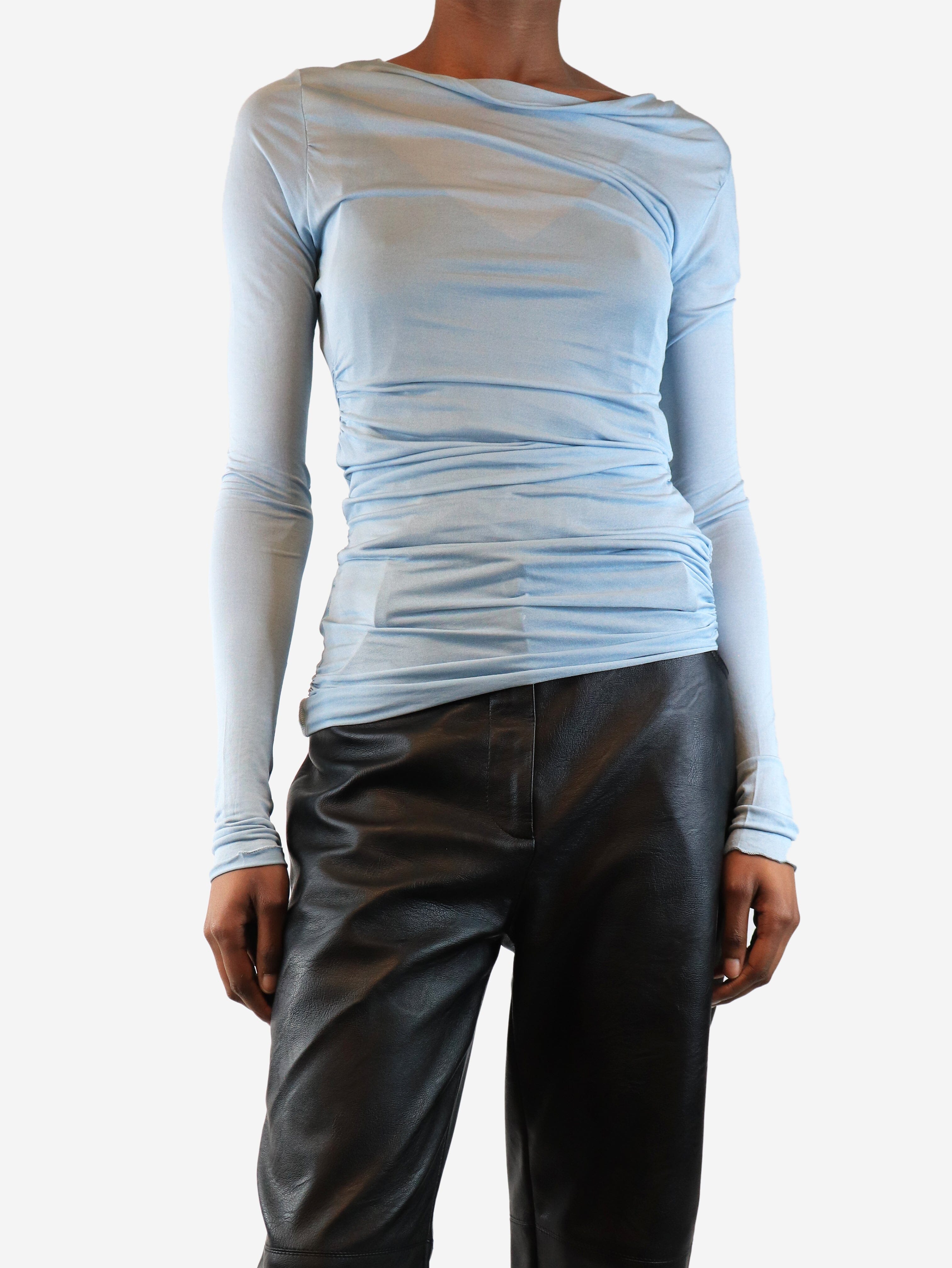 Baby blue ruched top - size UK 8 Dresses Blumarine 