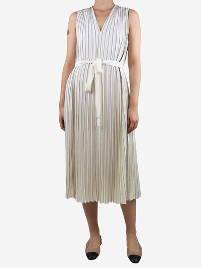 Cream sleeveless pleated midi dress - size UK 10 Dresses Joseph 