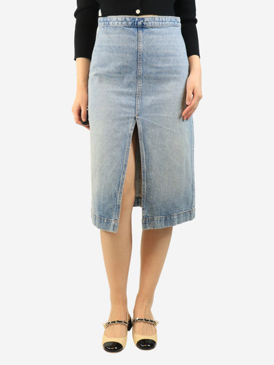 Blue front-slit denim midi skirt - size UK 10 Denim Khaite 