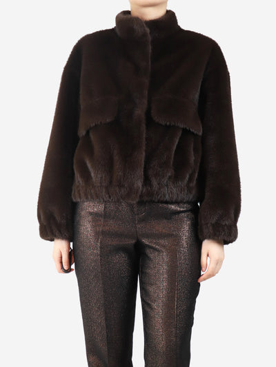 Brown faux-fur jacket - size UK 8 Coats & Jackets Ba&sh 