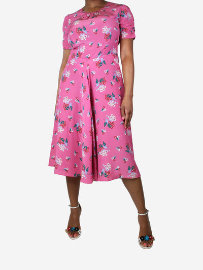 Pink short-sleeved floral printed dress - size UK 14 Dresses Altuzarra 