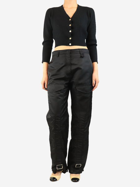 Black multi-pocket trousers - size UK 10 alternate image