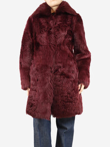 Joseph Burgundy lambskin faux fur coat - size UK 8