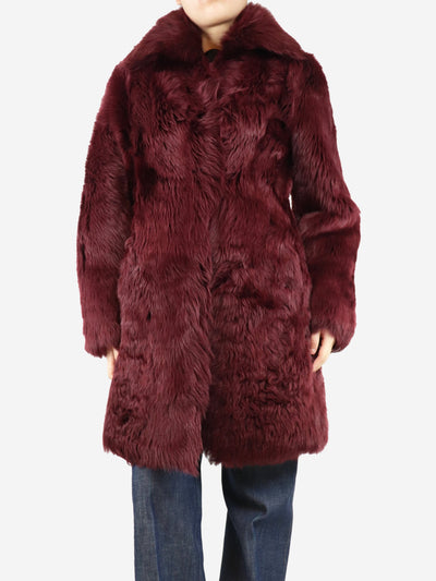 Burgundy lambskin faux fur coat - size UK 8 Coats & Jackets Joseph 