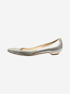 Jimmy Choo Silver sparkly snakeskin ballet flats - size EU 38