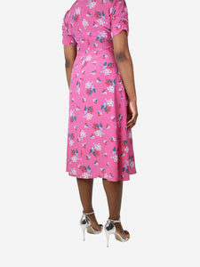 Altuzarra Pink short-sleeved floral printed dress - size UK 14
