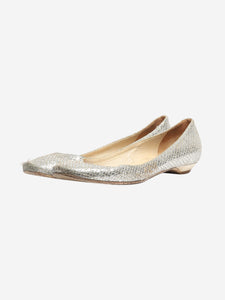 Jimmy Choo Silver sparkly snakeskin ballet flats - size EU 38